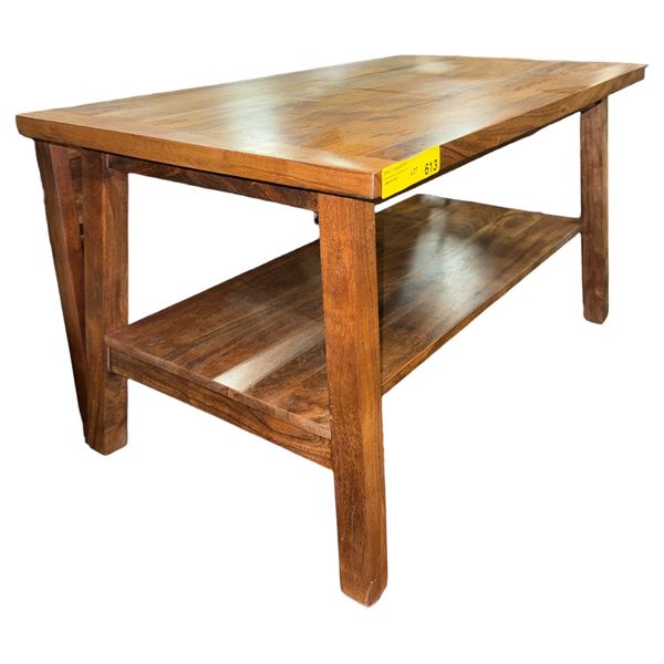 Two-Tier Solid Wood Rectangular Coffee Table (35x20x19.5)