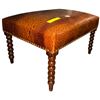 Image 1 : Faux-Alligator Embossed Leather Stool with Bobbin-Turned Legs (24x18x14.5)