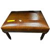 Image 2 : Faux-Alligator Embossed Leather Stool with Bobbin-Turned Legs (24x18x14.5)