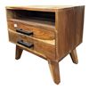 Image 1 : Mid-Century Modern Wood 2-Drawer Nightstand with Open Cubby and Black Handles (19x14x18) - RV $225