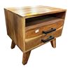 Image 2 : Mid-Century Modern Wood 2-Drawer Nightstand with Open Cubby and Black Handles (19x14x18) - RV $225