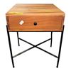 Image 1 : Modern Industrial Wood 1-Drawer Nightstand / Accent Table with Black X-Frame Metal Legs (16.5x16x22)