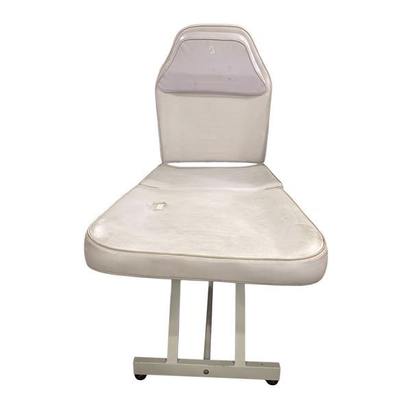 White Vinyl Pedicure / Spa Stool with Adjustable Height Footrest