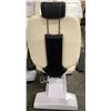 Image 2 : White Vinyl Multi-Section Hydraulic Salon / Spa Treatment Chair with Black Headrest and Armrests