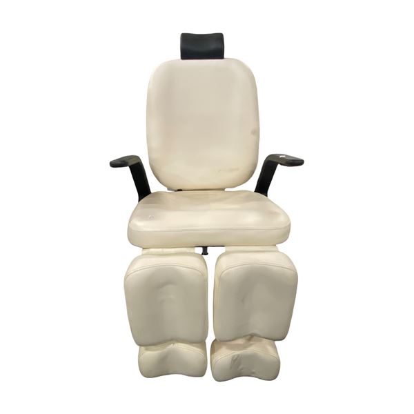 Cream Vinyl Multi-Section Hydraulic Pedicure / Spa Chair with Removable Headrest and Armrests