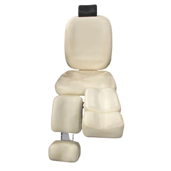 Cream Vinyl Multi-Section Hydraulic Pedicure / Spa Chair with Adjustable Footrest and Black Headrest