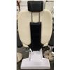 Image 2 : Cream Vinyl Multi-Section Hydraulic Pedicure / Spa Chair with Adjustable Footrest and Black Headrest