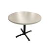 Image 1 : Modern Minimalist Round Cream Dining Table with Black Metal Starbase Legs (35.5 DIA x 30)