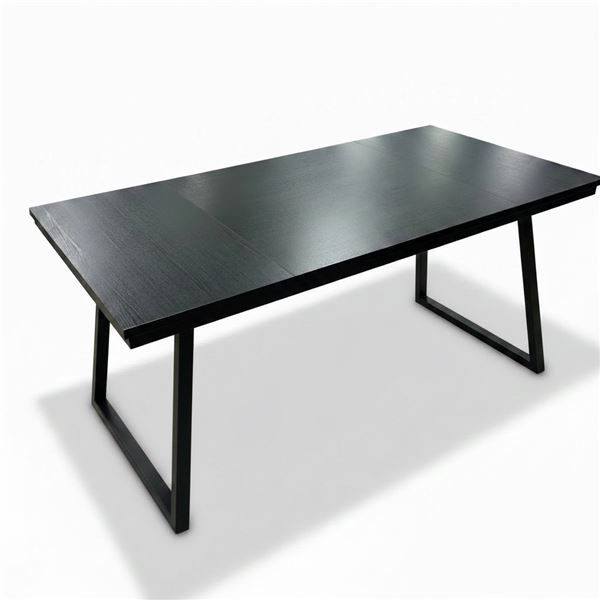 Black Wood-Grained Rectangular Dining Table, H30" x W78.5" x D31.5" - minor top wear