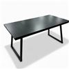Image 1 : Black Wood-Grained Rectangular Dining Table, H30" x W78.5" x D31.5" - minor top wear