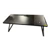 Image 2 : Black Wood-Grained Rectangular Dining Table, H30" x W78.5" x D31.5" - minor top wear