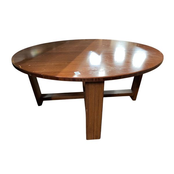 Brown Round Wooden Coffee Table, H16" x Dia. 36"