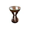 Image 1 : Brown Round Wooden Side Table with Glass Top, H24" x Dia. 15"