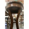 Image 3 : Brown Round Wooden Side Table with Glass Top, H24" x Dia. 15"