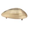 Image 1 : Light Brown Triangular Rounded Wooden Table, Approx. H13" x 42" x 32"