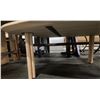 Image 3 : Light Brown Triangular Rounded Wooden Table, Approx. H13" x 42" x 32"