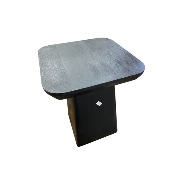 Charcoal Black Square Wooden Side Table, H20" x 15" x 15"