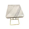 Image 1 : White Faux Marble Accent Side Table, H23" x W15" x D19"