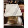 Image 2 : White Faux Marble Accent Side Table, H23" x W15" x D19"