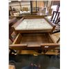 Image 3 : Set of 2 - Brown Wooden Nightstand with Faux Marble Top, H21.5" x W17.5" x D16" Each