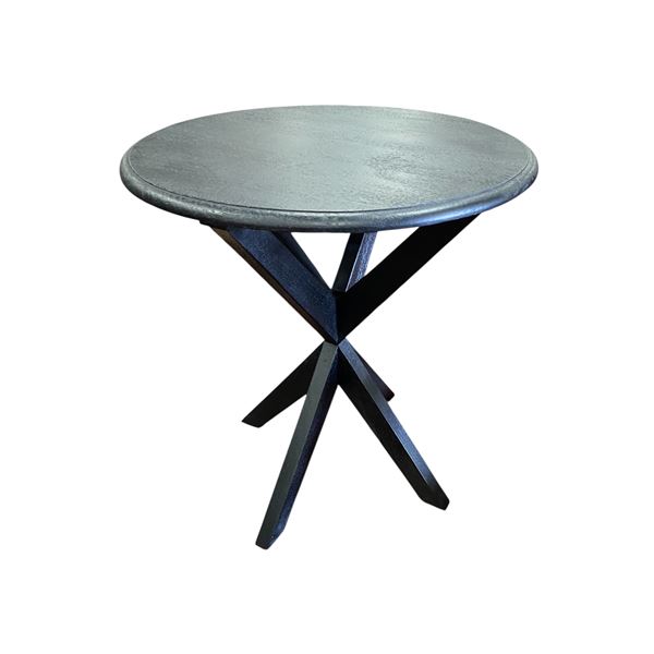Black Round Wooden Accent Side Table, H22" x Dia. 19"