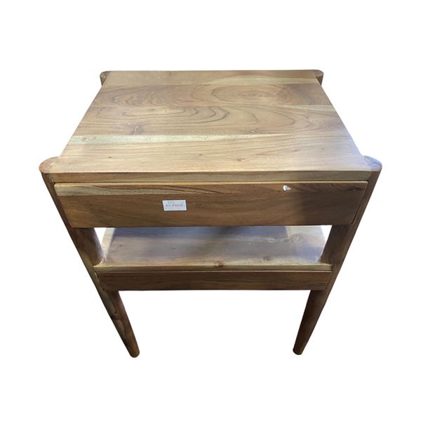 Light Brown Wooden Nightstand, H23.5" x W17.5" x 13"