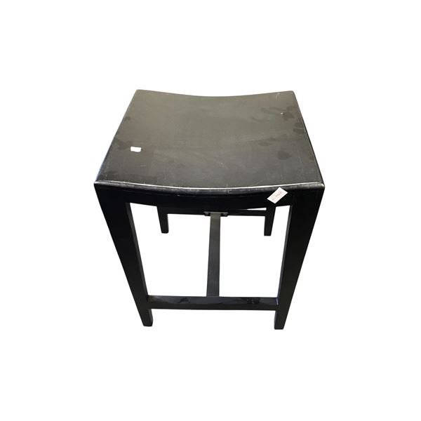 Black Wooden Backless Vanity Stool, H24" x 16" x 13.5"