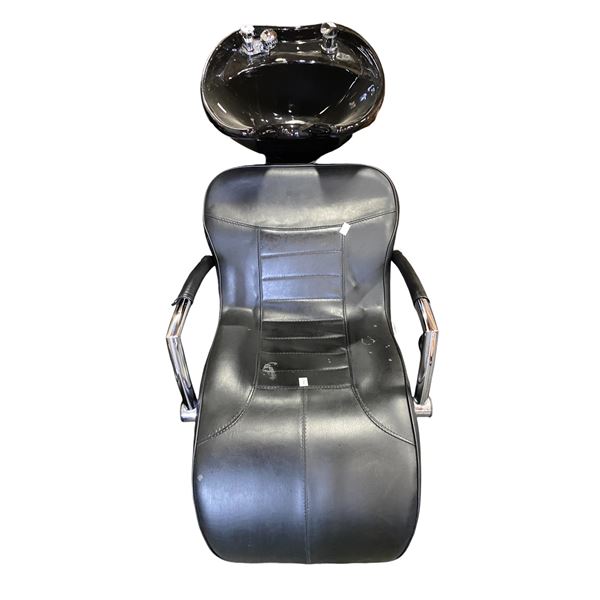 Salon Shampoo Backwash Station with Ceramic Basin Bowl and Armrests