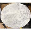 Image 2 : White Marble Round Accent Side Table, H26" x Dia. 13"
