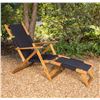 Image 2 : Patioflare Portable Lounge Chair with Leg Rest, Black in box