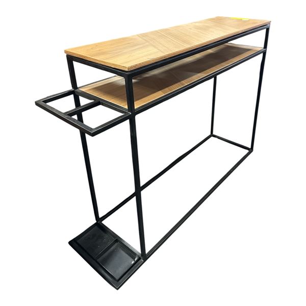 Light Brown Two-Tier Wooden Console Table, H30" x W42" x D11.5"