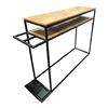 Image 1 : Light Brown Two-Tier Wooden Console Table, H30" x W42" x D11.5"