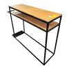 Image 2 : Light Brown Two-Tier Wooden Console Table, H30" x W42" x D11.5"