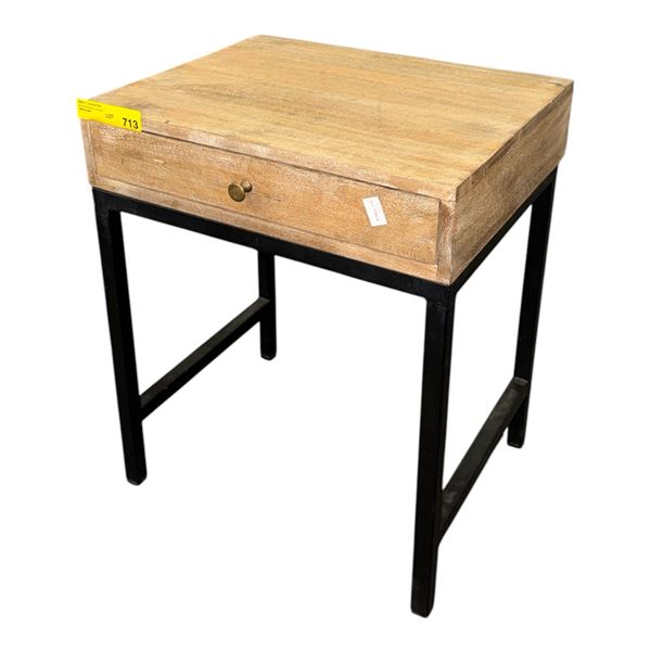 Light Brown Wooden Nightstand, H24" x W20" x D15.5"