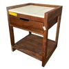 Image 2 : Brown Wooden Nightstand with Faux Marble Top, H21.5" x W17.5" x D16"