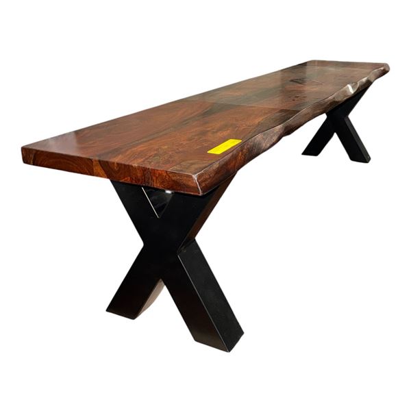 Live-Edge Wooden Coffee Table / Bench, Chestnut, H18" x W70" x D16