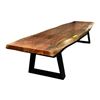 Image 1 : Brown Live-Edge Wooden Coffee Table, H16" x W79" x D21