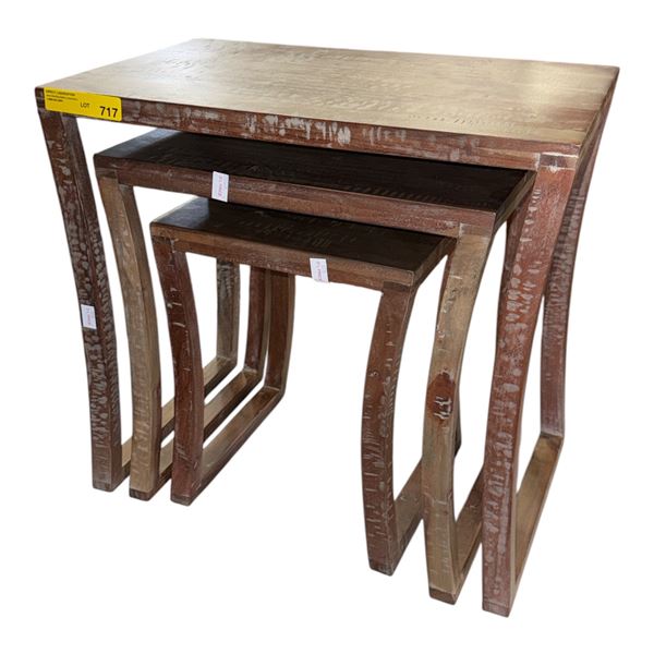 3-Pcs Nesting Wooden Side Tables, Largest H22" x  W23" x D15