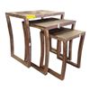 Image 2 : 3-Pcs Nesting Wooden Side Tables, Largest H22" x  W23" x D15 - RV $295