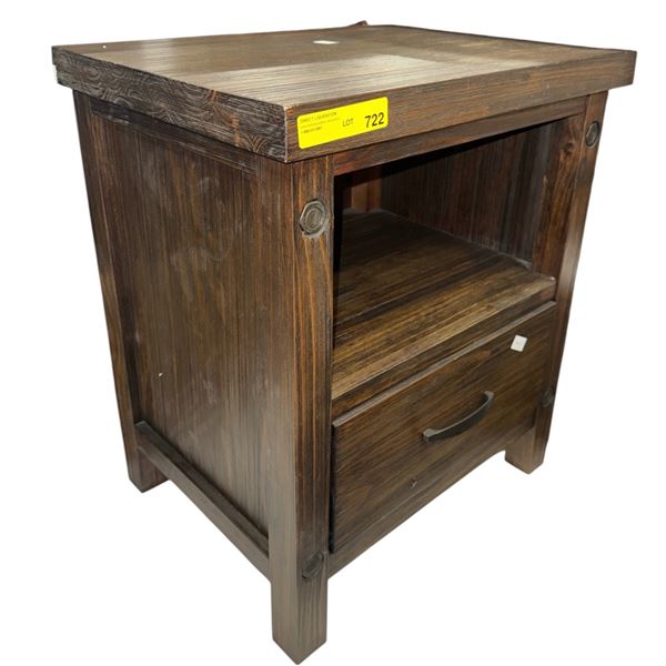Dark Brown Wooden Nightstand, H27" x W23" x D17"