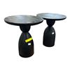 Image 1 : Set of 2 - Black Pedestal Wooden Side Tables, H18" x Dia. 16"