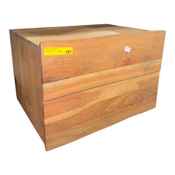 Light Brown Live-Edge Wooden Nightstand, H16.5" x W24" x D18"