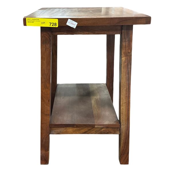 Brown Wooden End Tables, H24.5" x 16" x 17"