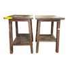 Image 2 : Set of 2 - Brown Wooden End Tables, H25" x 16" x 17" Each