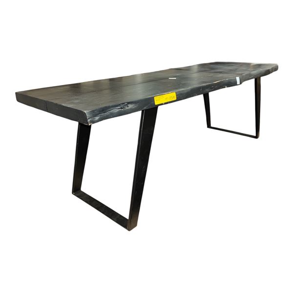Charcoal Black Live-Edge Wooden Coffee Table / Bench, H18" x W57" x D17"