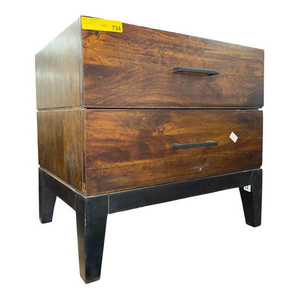 Brown 2-Drawer Wooden Nightstand, H24" x W16" x D18"