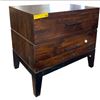 Image 2 : Brown 2-Drawer Wooden Nightstand, H24" x W16" x D18"