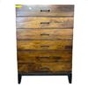 Image 1 : Brown 6-Drawer Wooden Tallboy Dresser, H54" x W38" x D18" - RV $745