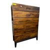 Image 2 : Brown 6-Drawer Wooden Tallboy Dresser, H54" x W38" x D18" - RV $745