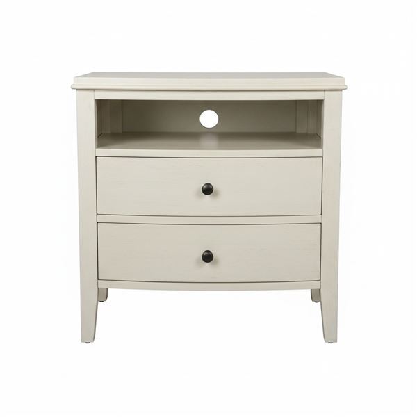 Off-White 2-Drawer Wooden Nightstand, H28" x W26" x D17 - some wear on top